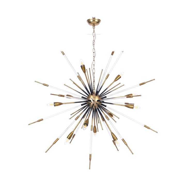 Lámpara sputnik de latón y cristal